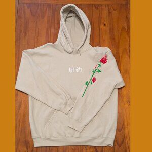 Patterned Hooded Sweatshirt – Men’s Size L– Cotton/Polyester Blend – Rose Floral
